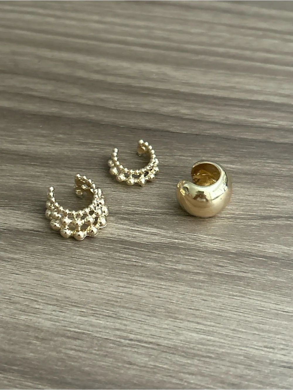 Gold Tone Beaded Ear Cuffs Q1282